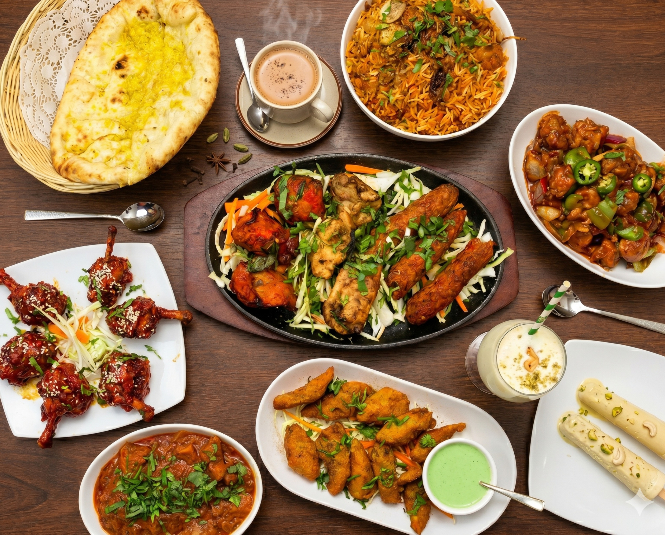 Delicious food spread featuring tandoor specialties at Tandoor and Chai Bedford Perth