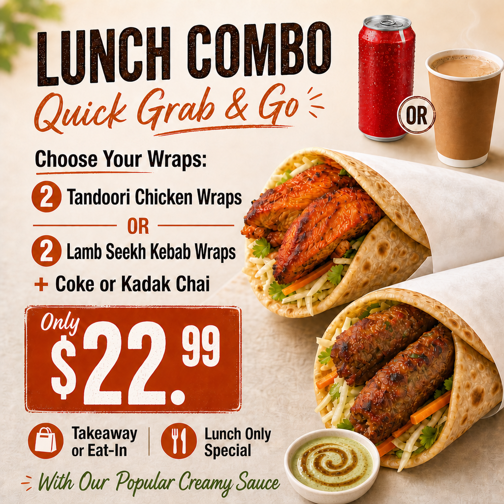 Special lunch combo wraps at Tandoor and Chai Bedford Perth